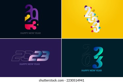 Happy New Year 2023 text design Pack. for Brochure design template. card. banner