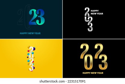 Happy New Year 2023 text design. Cover of business diary for 2023 with wishes. Brochure design template. card. banner