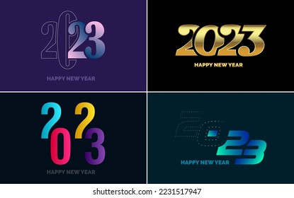 Happy New Year 2023 text design Pack. for Brochure design template. card. banner