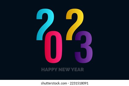 Happy New Year 2023 text design. for Brochure design template. card. banner