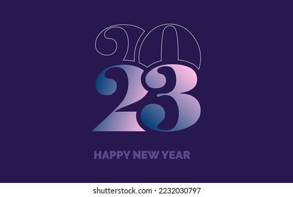 Happy New Year 2023 text design. for Brochure design template. card. banner