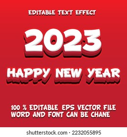 happy new year 2023 text effect editable vector file eps red white 3d chili sauce caption text