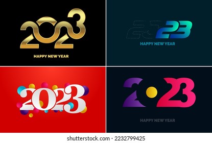 Happy New Year 2023 text design Pack. for Brochure design template. card. banner