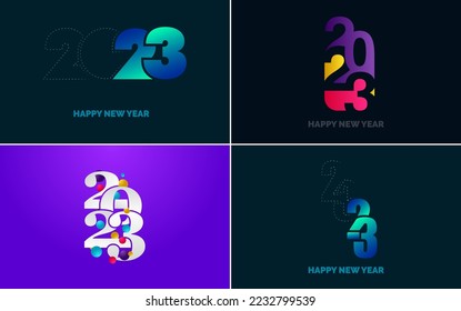 Happy New Year 2023 text design Pack. for Brochure design template. card. banner
