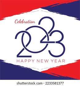 Feliz Año Nuevo 2023 de fondo de diseño de texto. Ilustración del vector