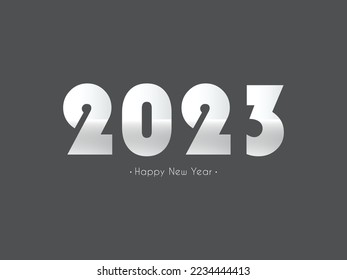 Happy new year 2023 text design for new year celebration cards, holidays, decorations , party flyers. Vector Illustration background card for happy new year 2023.