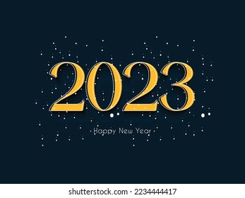 Happy new year 2023 text design for new year celebration cards, holidays, decorations , party flyers. Vector Illustration background card for happy new year 2023.