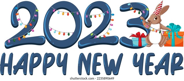 Happy New Year 2023 text for banner design illustration
