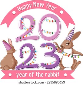 Happy New Year 2023 text for banner design illustration