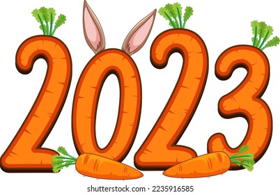 Happy New Year 2023 text for banner design illustration