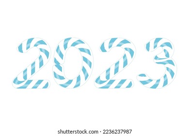 Happy New Year 2023 text design. Cover of business diary for 2023 with wishes. Brochure design template, card, banner. Vector illustration. Isolated on white background.