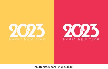 Happy New Year 2023 text design template, card, banner. Modern vector design template