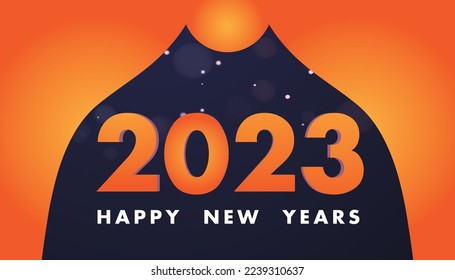 Happy New Year 2023 text design. Vector greeting illustration with golden numbers