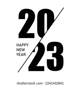 Happy New Year 2023 text design logo. Vector illustration