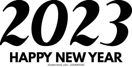 Happy New Year 2023 text design isolated on white background