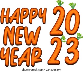 Happy New Year 2023 text for banner design illustration