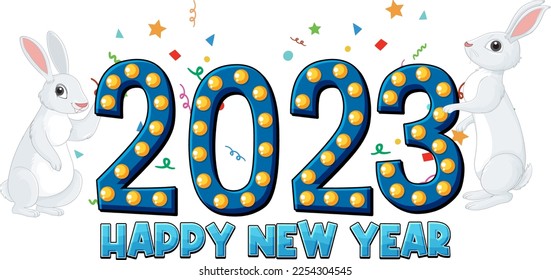 Happy New Year 2023 text for banner design illustration