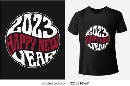 Happy new year 2023, Typography, Vector design template. Unique eye catching t-shirt Design.