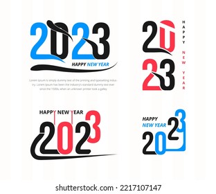 Happy new year 2023 typography t shirt design with abstract text background template