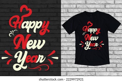 Happy New Year 2023 Typography T-shirt