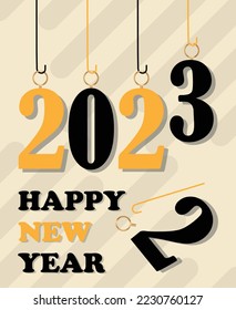 Happy new year 2023 typography text design vector illustration.