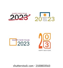 happy new year 2023 vector set illustration design template