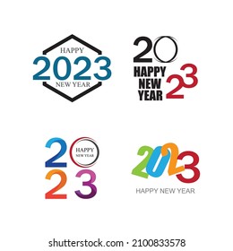 happy new year 2023 vector set illustration design template