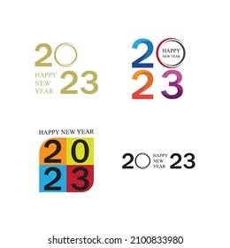 happy new year 2023 vector set illustration design template