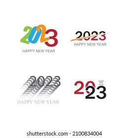 happy new year 2023 vector set illustration design template
