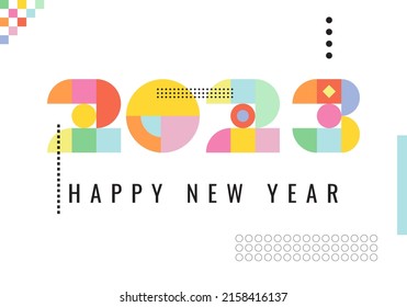 Happy new year 2023 vector illustration. Colorful design, trendy style, 2023 calendar