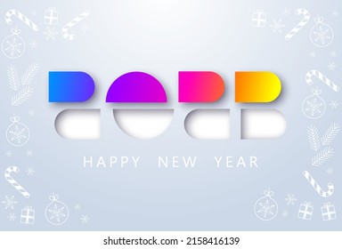Schönes neues Jahr 2023, Vektorgrafik. Farbiges Design, trendiger Stil, Kalender 2023