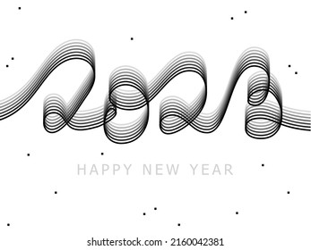 Happy new year 2023 vector illustration. Minimalistic design, trendy style, 2023 calendar. Black and white 2023 design	

