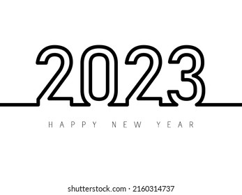 Happy new year 2023 vector illustration. Minimalistic design, trendy style, 2023 calendar. Black and white 2023 design