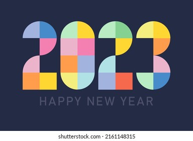 Happy new year 2023 vector illustration. Colorful design, trendy style, 2023 calendar
