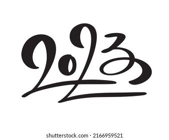 Happy New Year 2023 vector text design. Cover of business diary for 2023 design template, card banner illustration Isolated on white background.