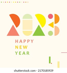 Schönes neues Jahr 2023, Vektorgrafik. Farbiges Design, trendiger Stil, Kalender 2023	