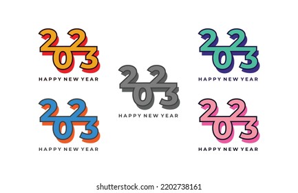 Happy New Year 2023 Vector Design Template , Creative Numbers With Choice Of Various Color Combinations