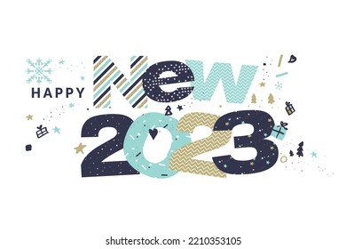 Feliz Año Nuevo 2023. Concepto de ilustración vectorial para fondo, tarjeta de saludo, tarjeta de invitación del partido, banner de sitio web, banner de medios sociales, material de marketing.