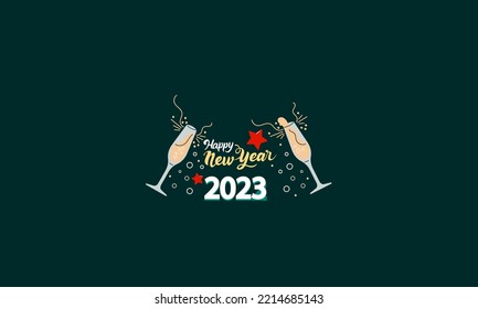 Happy New Year 2023 vector logo design