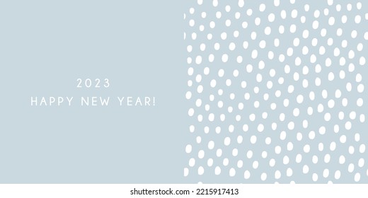 Happy new year. 2023. Vector seamless pattern with abstract dots, snow in pastel colors. Print for children's wallpapers, gift paper, children's clothing, textiles. Drawn by hand.