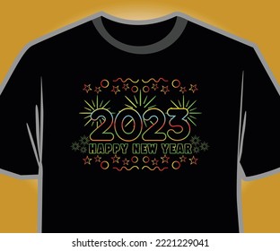 Happy New Year 2023 Vector T-shirt Design