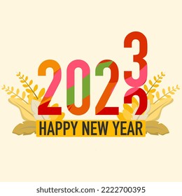 Happy New Year 2023 vector illustration for brochure, card, banner design template. Vector illustration. can be used holiday decorations, cards, posters, banners, flyers