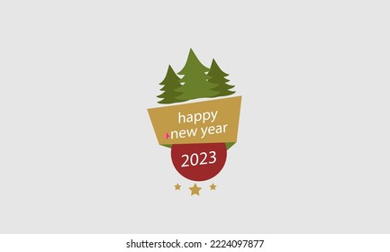 Happy New Year 2023 vector logo design