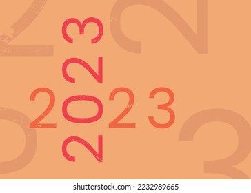 Feliz año nuevo 2023 ilustración vectorial. Estilo vintage, espumoso, de moda, calendario 2023.