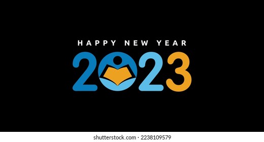 Happy new year 2023 vector design, elegant minimalistic illustration and education logo on zero. for calendars, posters, cards, and more