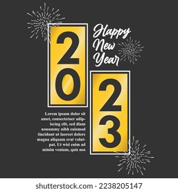 Happy new year 2023 vector with fireworks background illustration