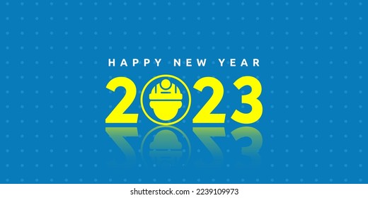 Happy new year 2023 vector design, elegant minimalistic illustration of project helmet symbol. for calendars, posters, cards, banners and others