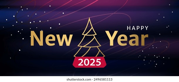 Happy new year 2023 vector banner. New year holiday cover with lettering. Abstract dark background. Gradient abstract background in purple with blur