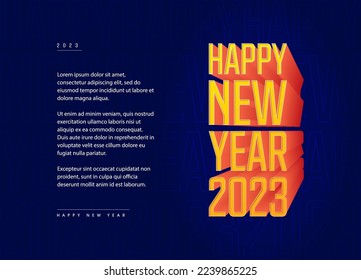 Happy new year 2023. Volumetric inscription 3D strict stylish business2.