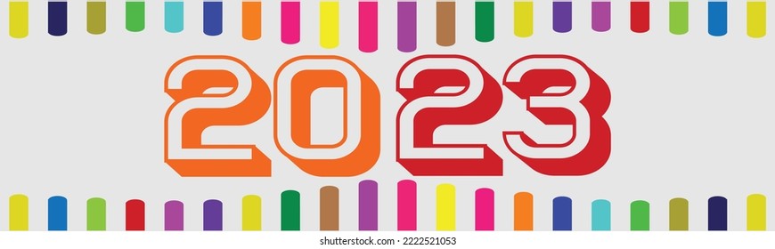 Frohes neues Jahr 2023 Web-Banner-Design in Stilfarbe, 2023 neues Jahr Banner und Grußkartendesign, Vektorgrafik 